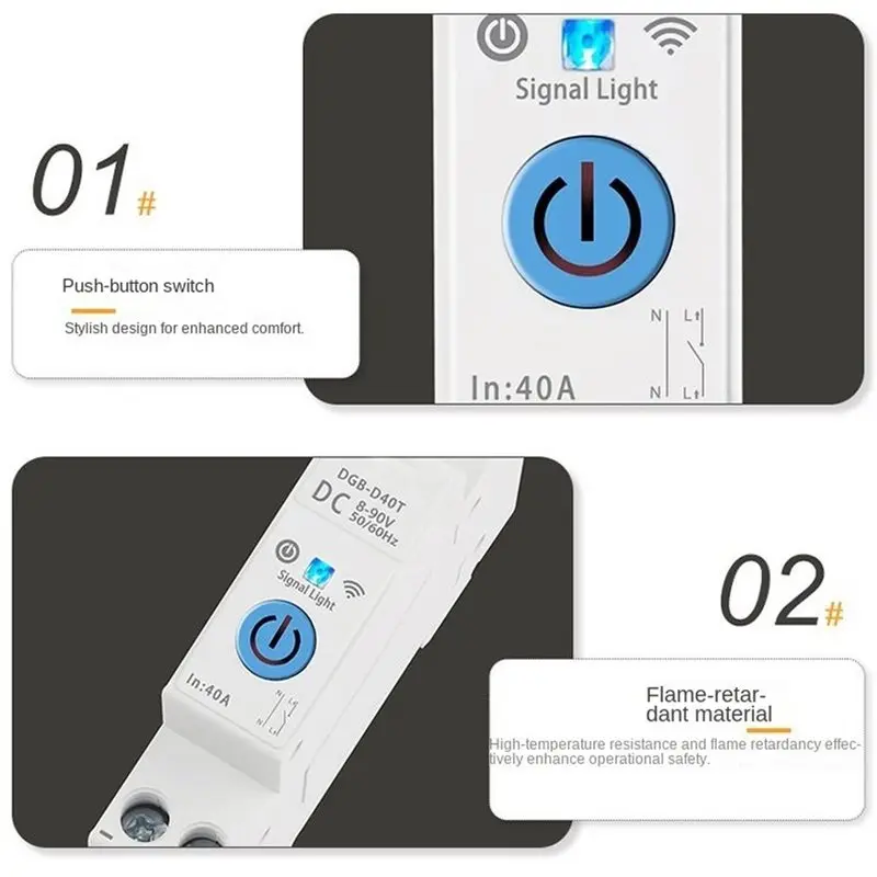 SYW-Tuya Wifi Circuit Breaker 8-90VDC For Smart Home Real-Time Monitoring No Metering No Voltage Current Protection DIN Rail