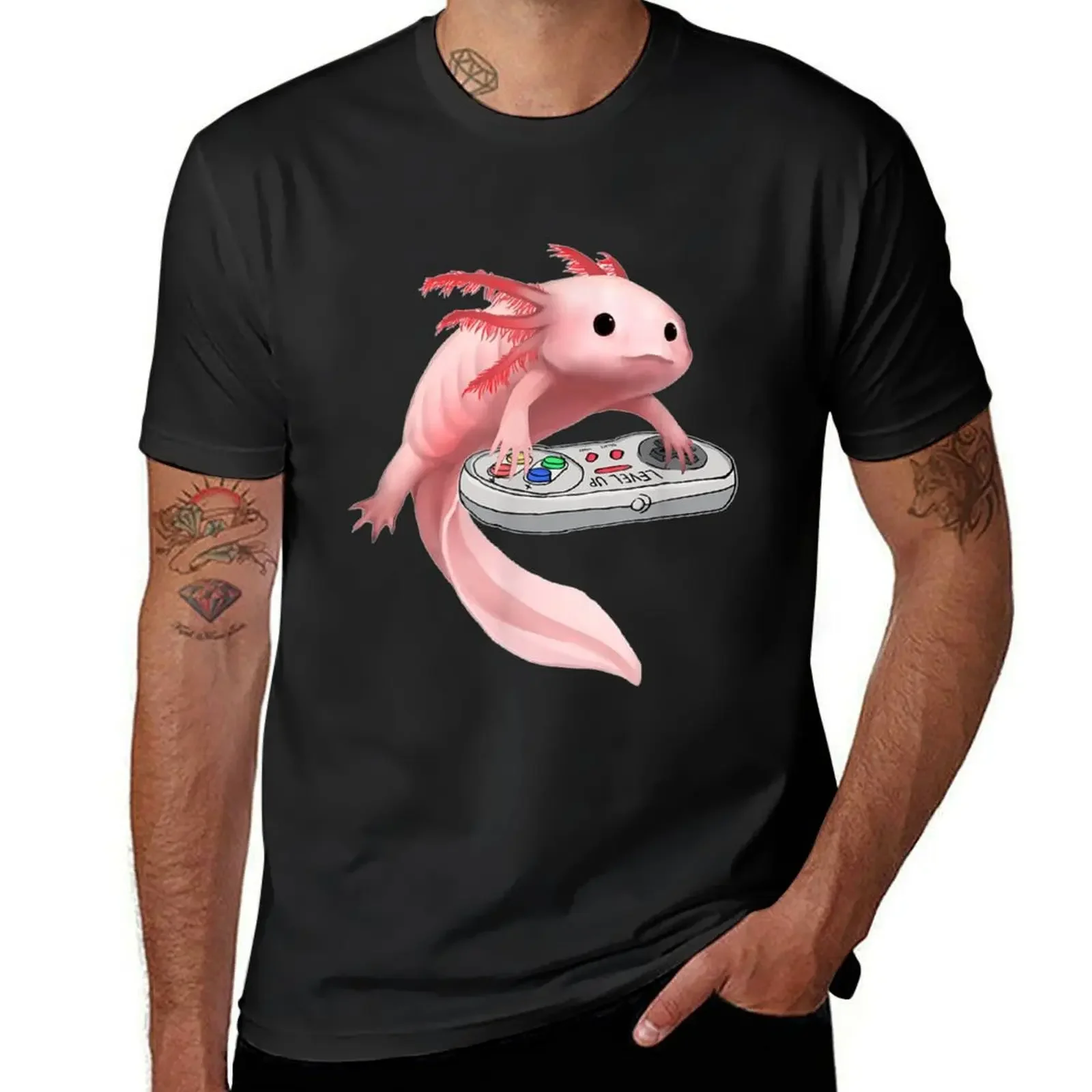 Axolotl Fish Playing Video Game T-Shirt graphic t shirt vintage boys animal print oversizeds mens designer t shirt