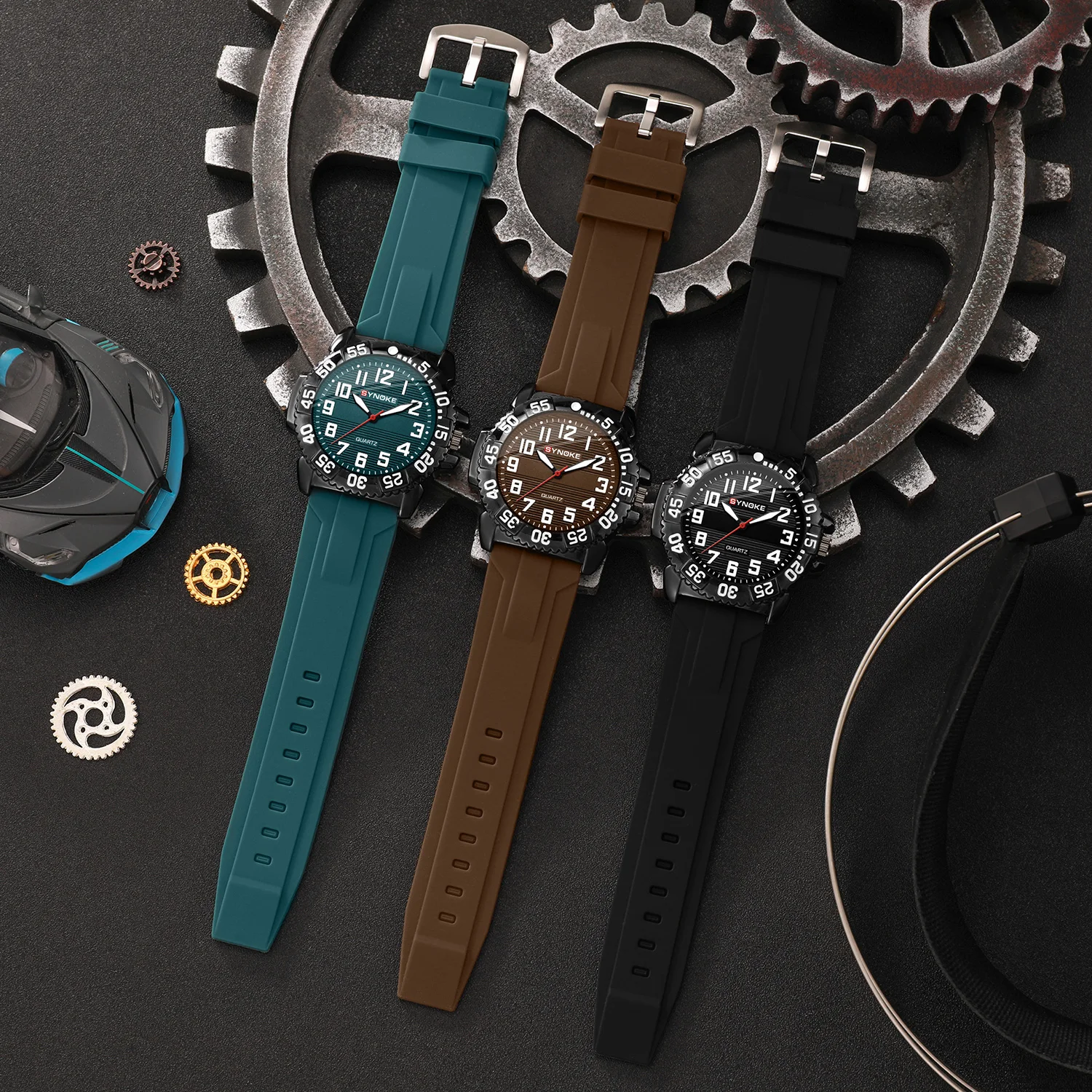 남성용 스포츠 방수 손목시계,SYNOKE 6175