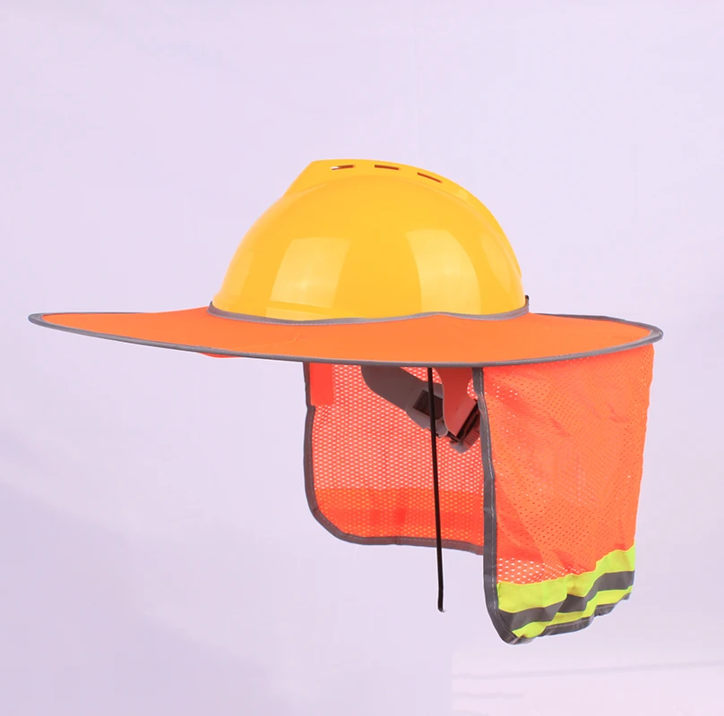 CK Tech Construction Safety Hard Hat Neck Shield Helmet With Night Reflective Strip Breathable Sunburn Protection Hood With Hole