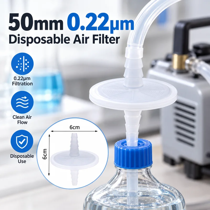 1pc Lab Biological Culture 50mm 0.22um Disposable Air Filter Aseptic Air Respiratory Filter With Hydrophobic Membrane