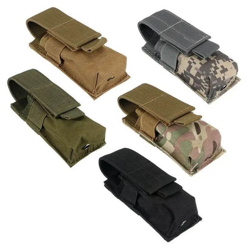 Molle Tactical M5 Flashlight Pouch 9MM Single Magazine Holster Torch Holder Utility EDC Tool Outdoor Hunting Key Knife Waist Bag