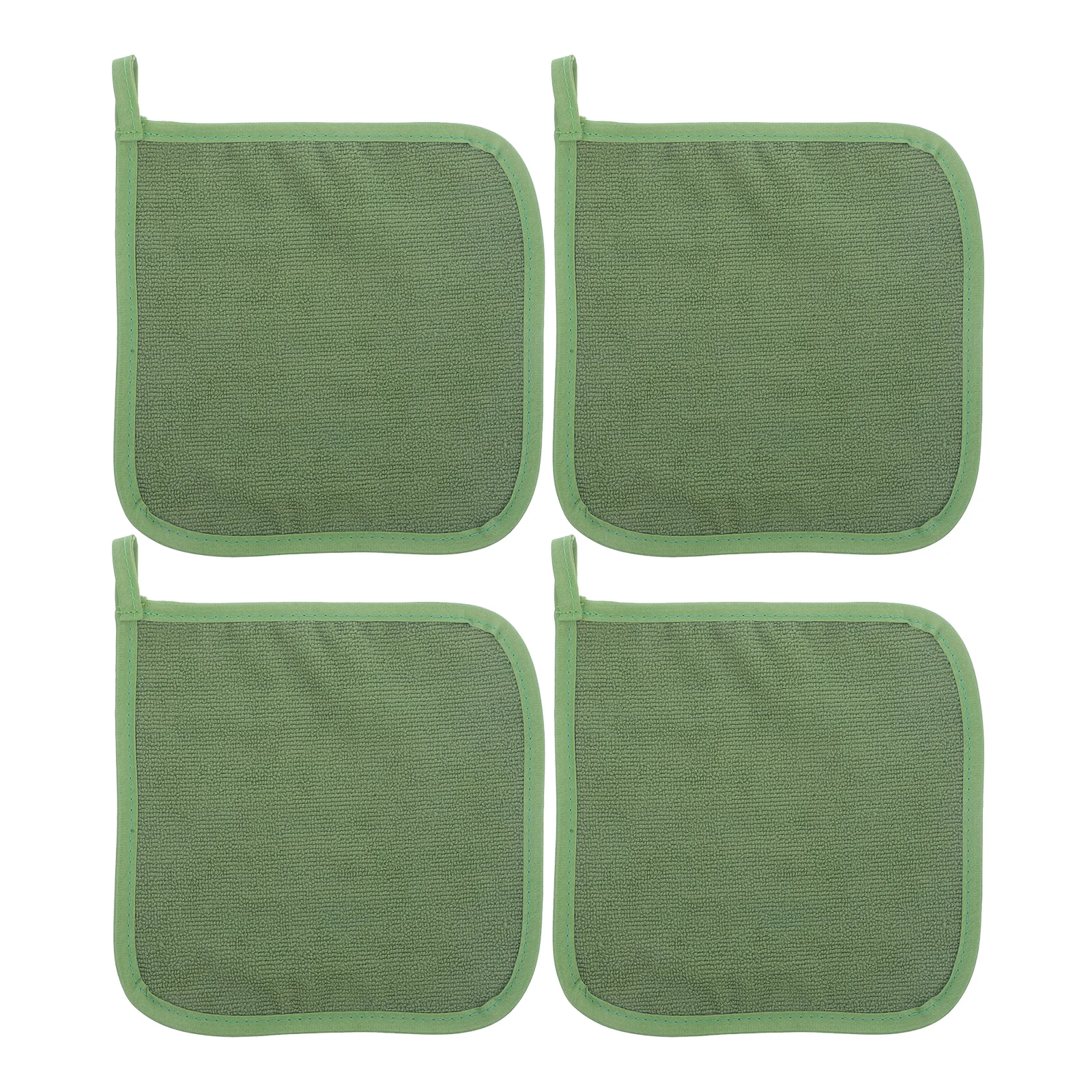 

4 Pcs Green Anti Scald Mitts Cotton Pot Holders Kitchen Hot Pads Microwave Insulating Mats Soup Pot Table Mats Safe Practical