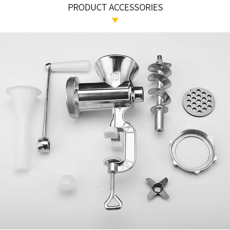 Manual Meat Grinder Silver Aluminum Alloy Powerful Home Sausage Kitchen Appliances Vegetable Chopper Pepper Supplies