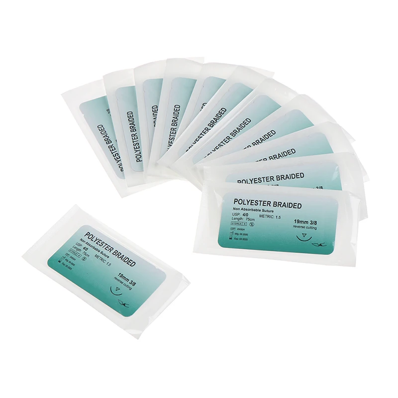 12PCS 75cm 2/0 3/0 4/0 Dental Surgical Needle Silk Medical Thread Suture Surgical Practice Kit