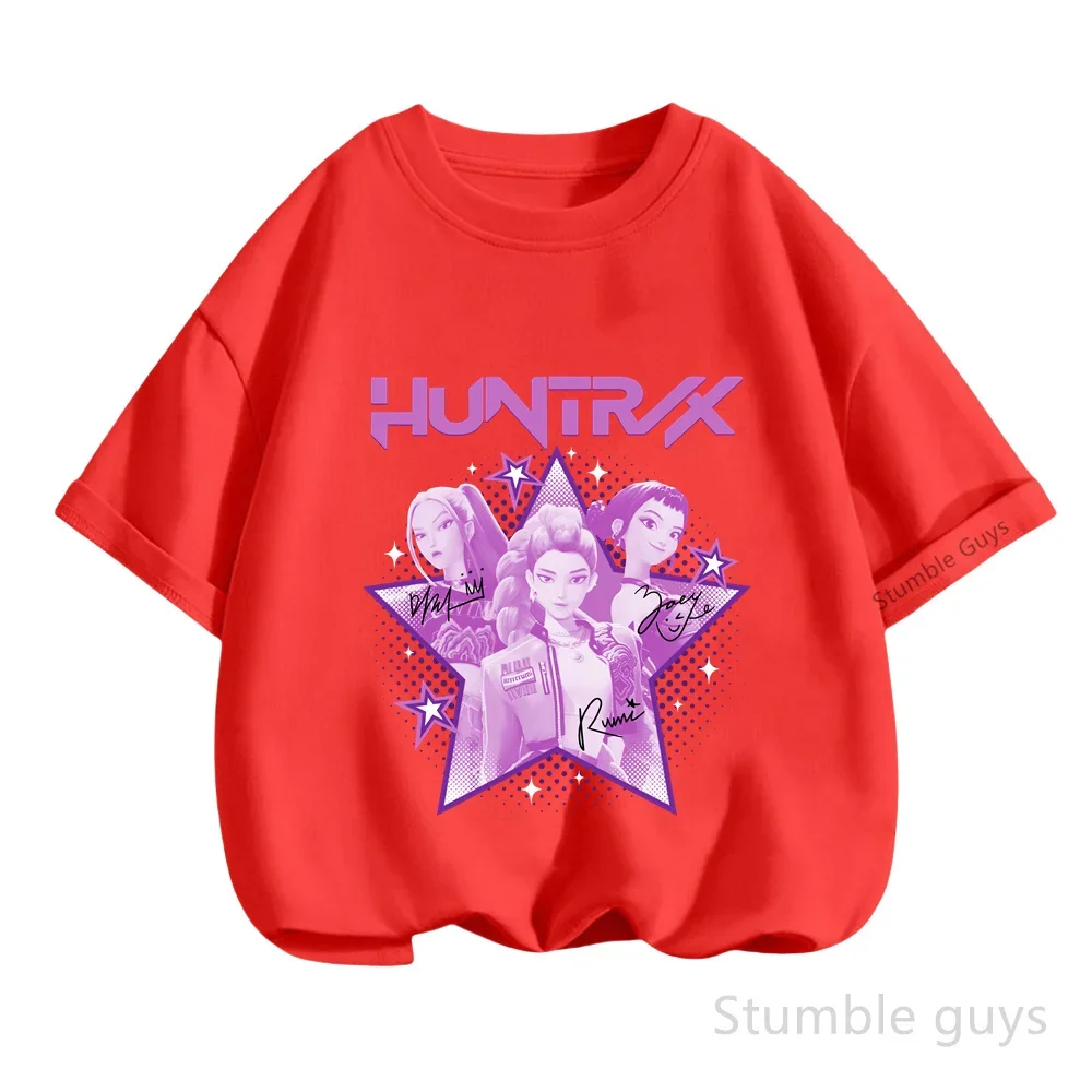 Letnia koszulka Kpop Demon Hunters dla dzieci z krótkim rękawem, codzienna, modna, chłopięca i dziewczęca, ubrania anime.