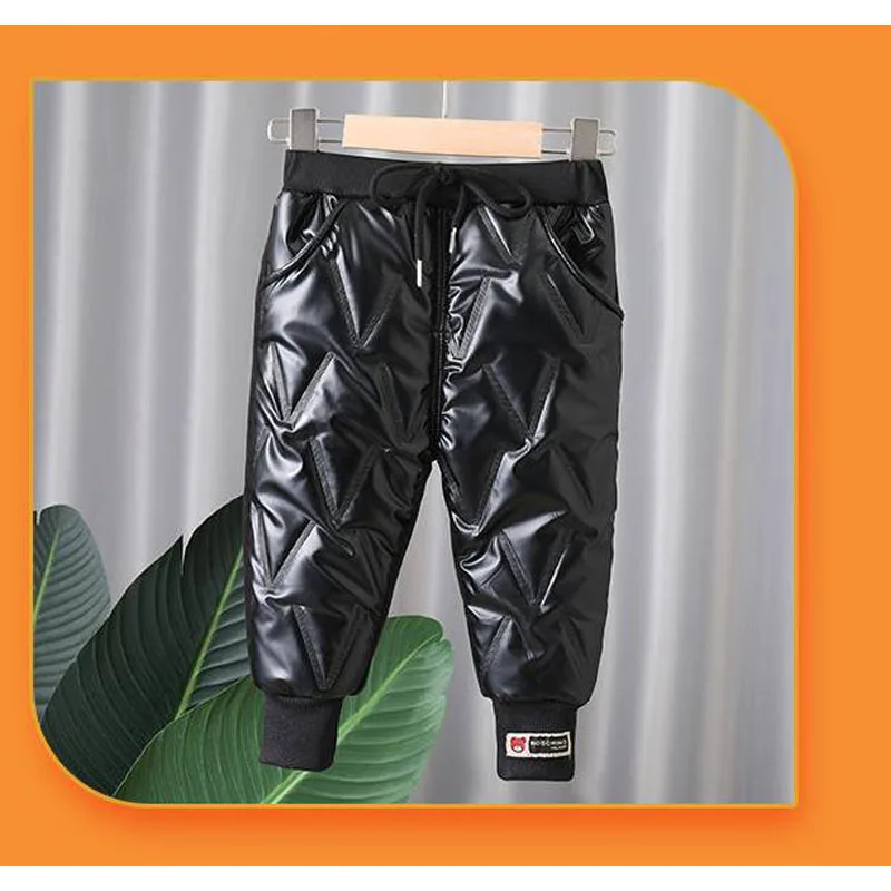 2023 New Kids Thickened Windproof Cotton Baby Boys Clothing Winter Warm Cashmere Children Pants Wild Little Feet 1-6Y