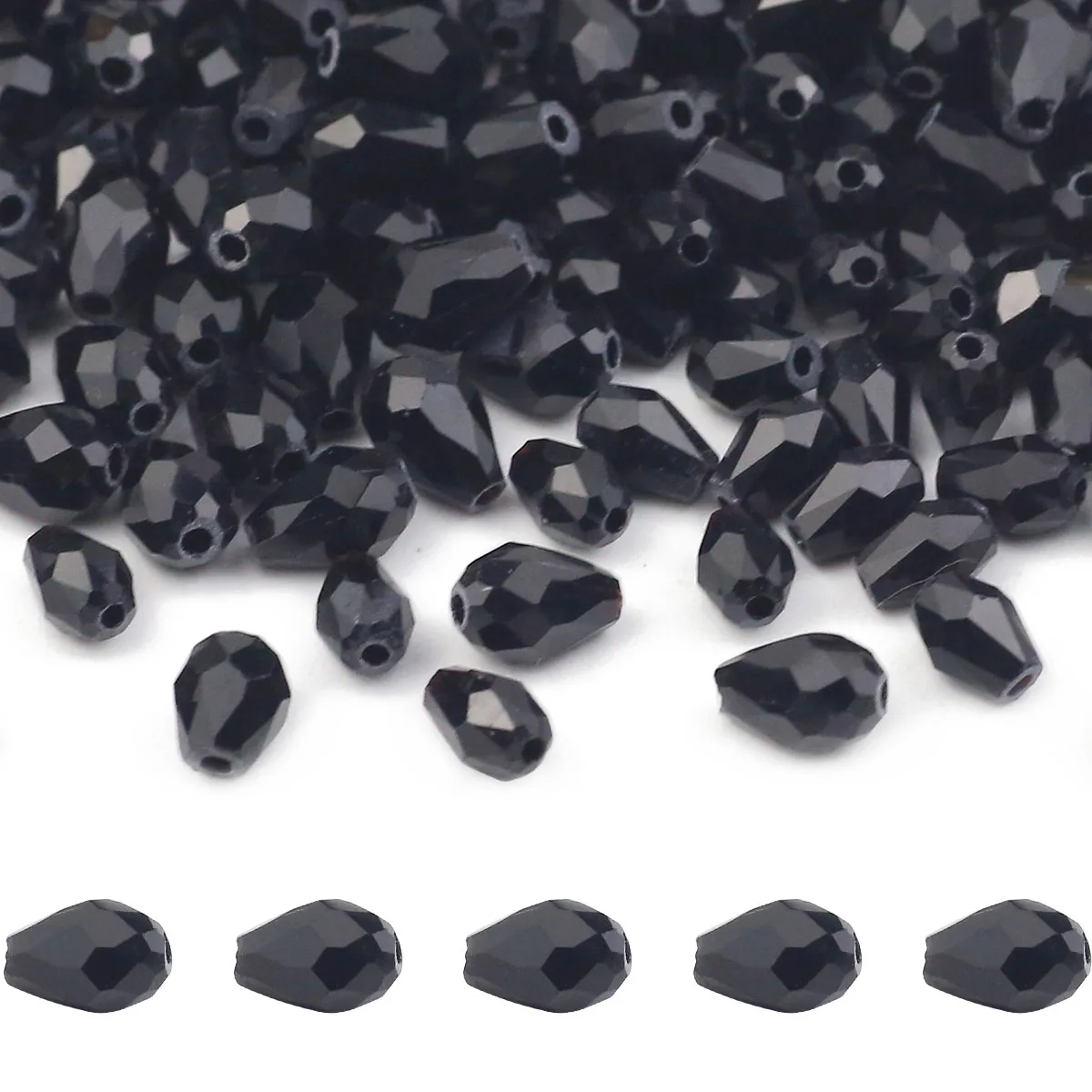 5/6mm Straight Hole Water Drop Shape Black AB Color Austrian Crystal Loose Spacers Beads For Jewelry Making DIY Accessories