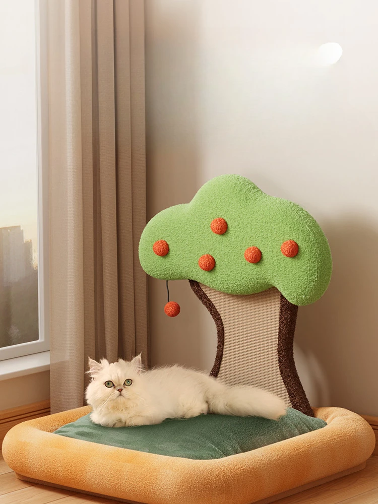 Persimmon Cat Scratch Board Three-in-One Cat Nest Winter Warm All-Season Cute Cat Scratch Board Open