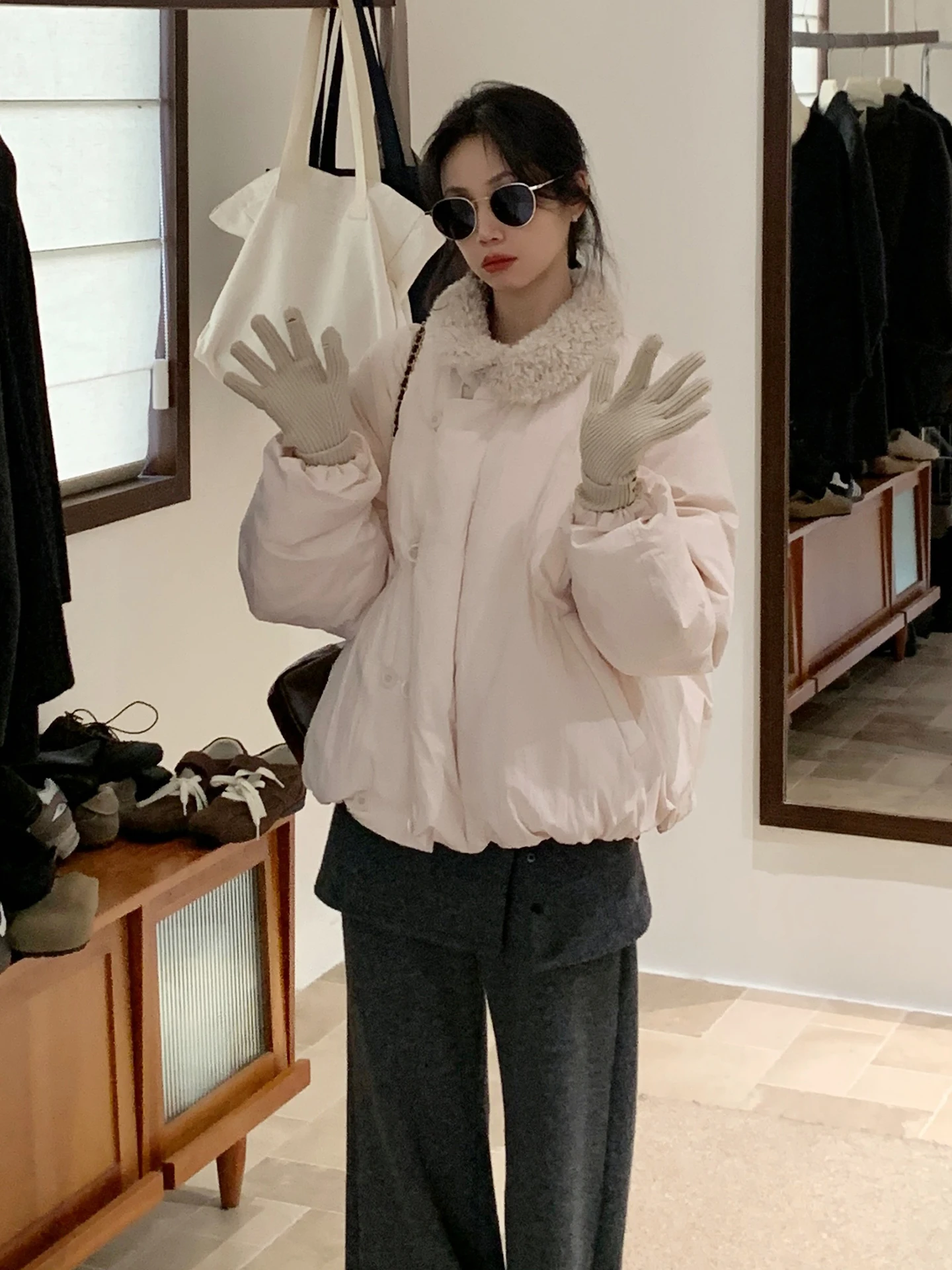 

Pink Fur Collar 90 White Du down Jaet Women's ort Loose Casual Warm Winter New Sle YNVN Casual Sle No Hat Design