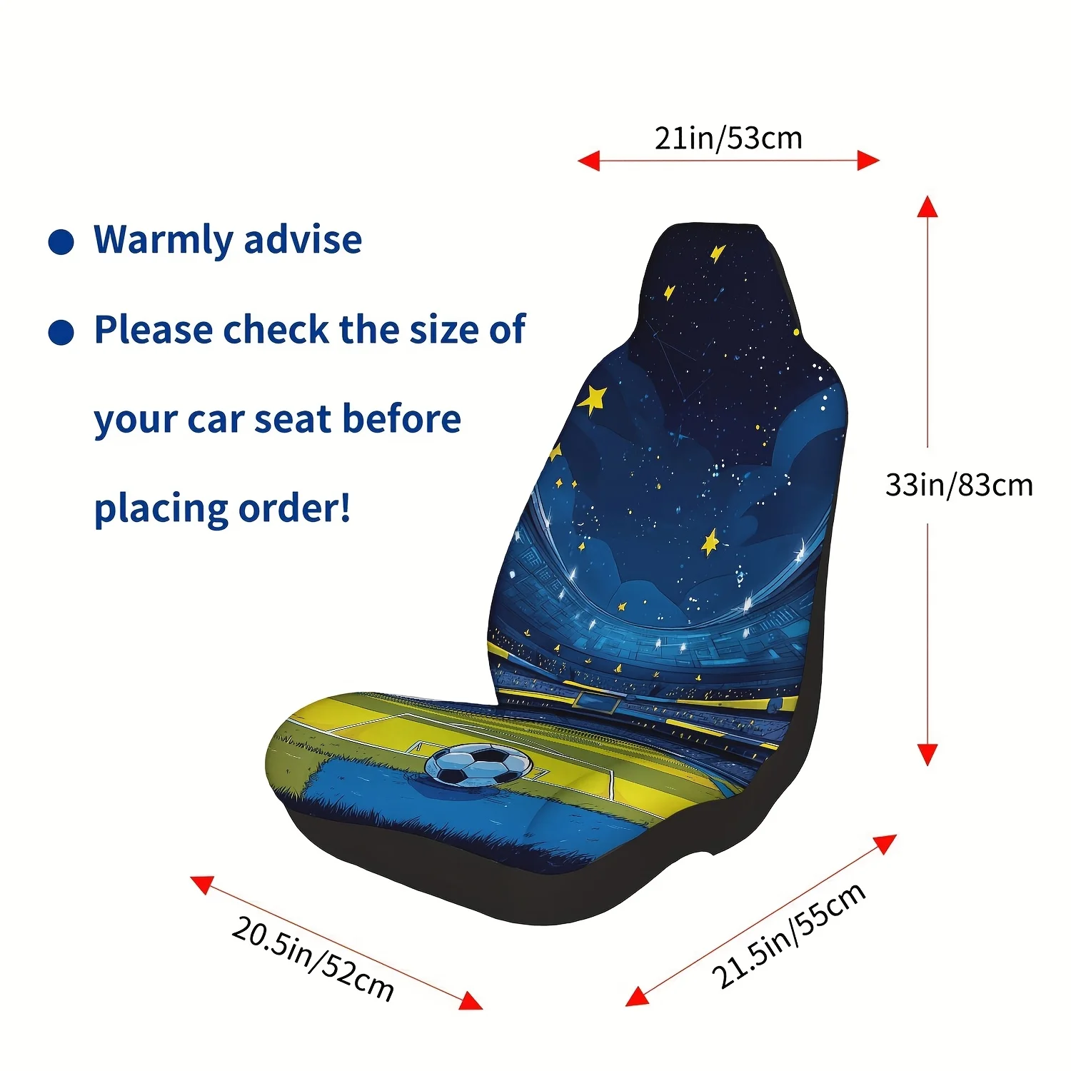 2pcs Car Seat Covers With A Football Field Under A Starry Sky Night Scene Illustration Style Pattern, Universal Size For SUVs, T