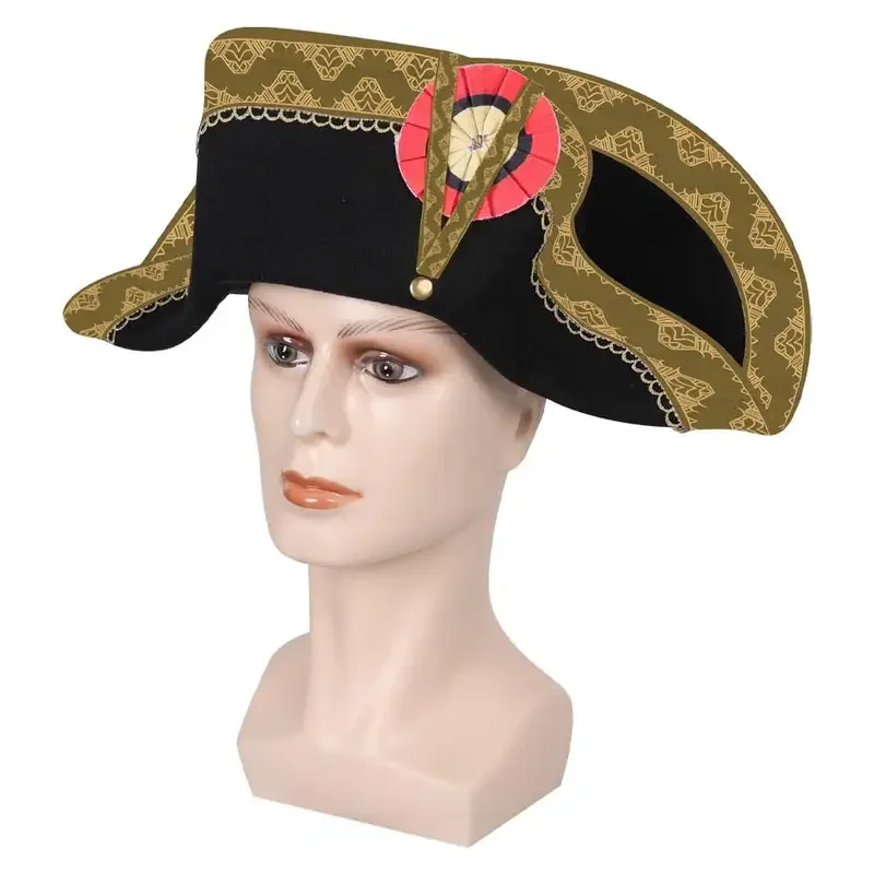 Adult President Bicorn Hat French Captains Cap Napoleon Fantasy Cosplay Costume Accessory Halloween Roleplay Fantasia Props Gift