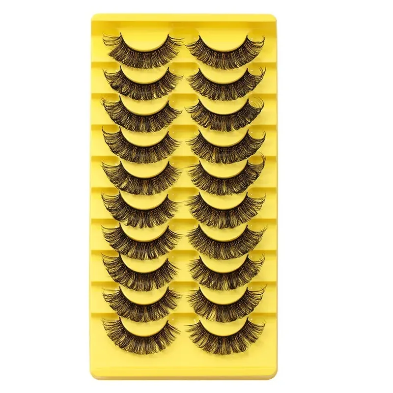 10 pairs of D-wave eyelashes DH stripes look like extended voluminous natural 3D false eyelashes, the dexterous false eyelashes
