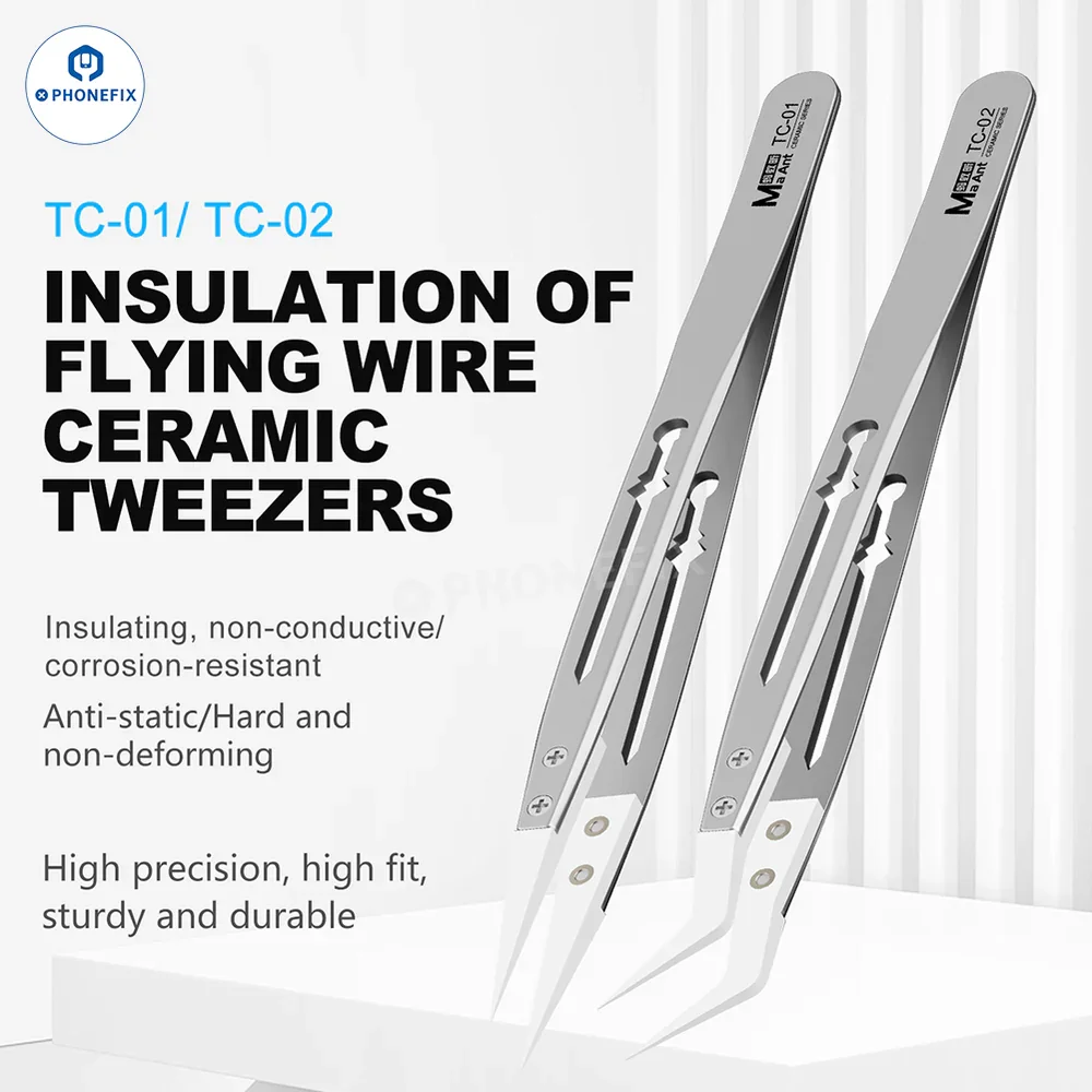 MaAnt Insulating  High-temperature Resistant High Precision Jumper Wire Ceramic Tweezers for Phone Disassembly Soldering Repair