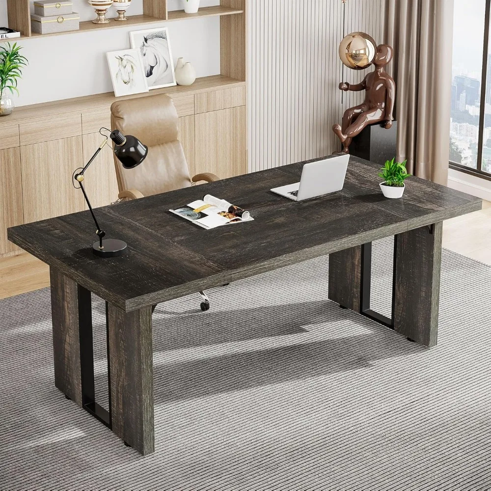 70.9" Executive Desk, Large Office Computer Desk, Simple Laptop Desk Study Writing Table Workstation for Home Office