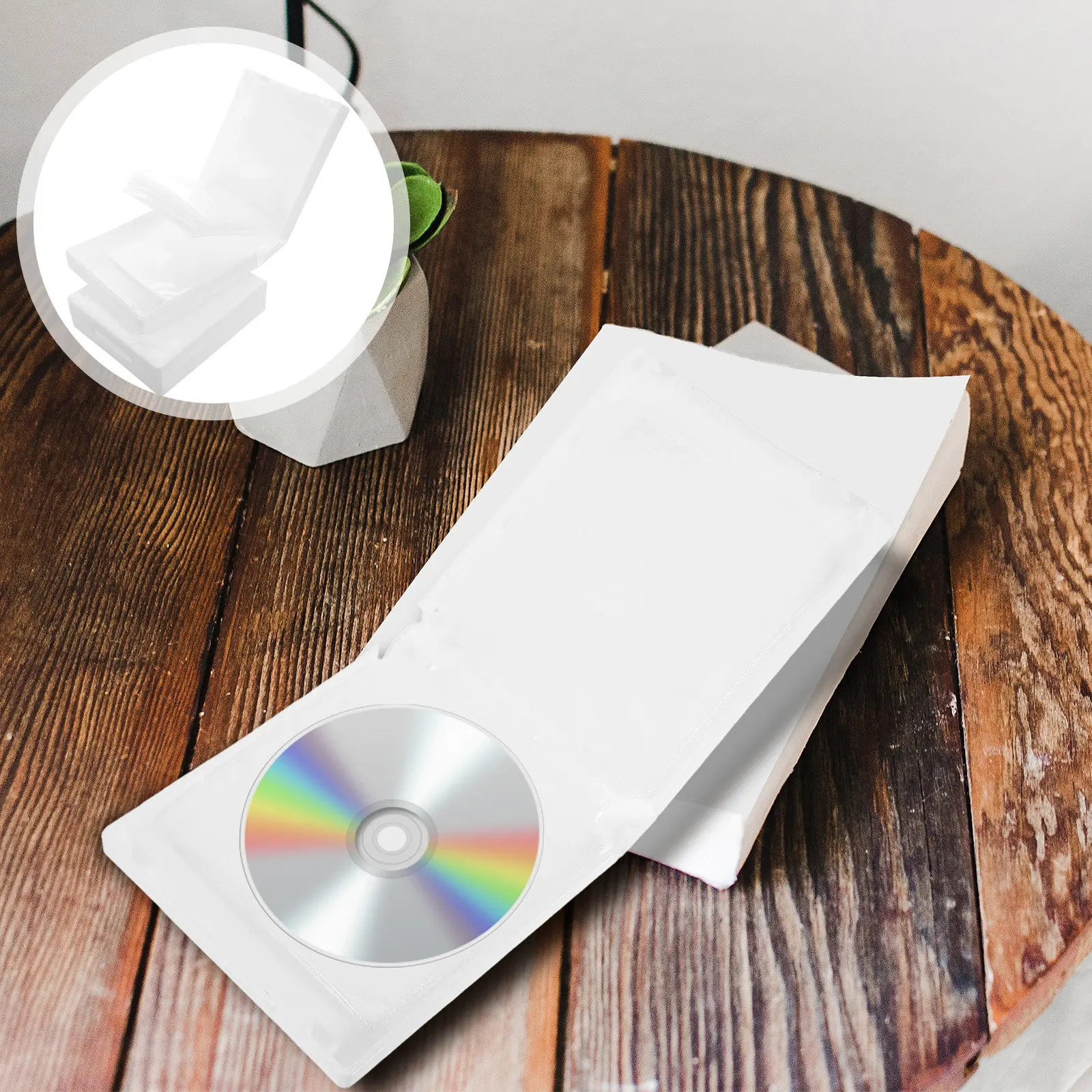 2Pcs Disc Storage Box White Plastic Sturdy Organizer Case Dvd Cd Protection Insert Storage Suitable for Home Office School