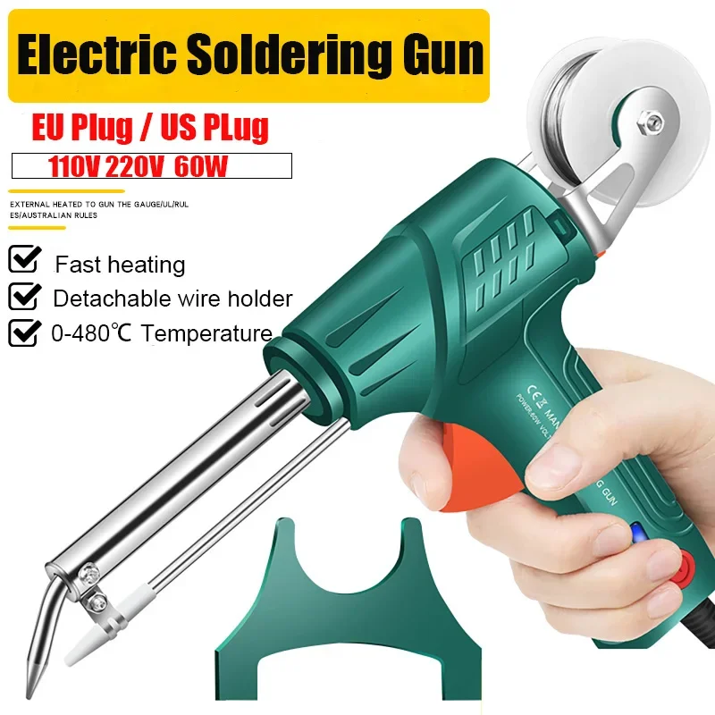 

60W Electric Soldering Iron Gun 110V/220V Hand-Held Heating Tin Soldering Iron Gunwith Soldering Holder DIY Welding Repair Tools