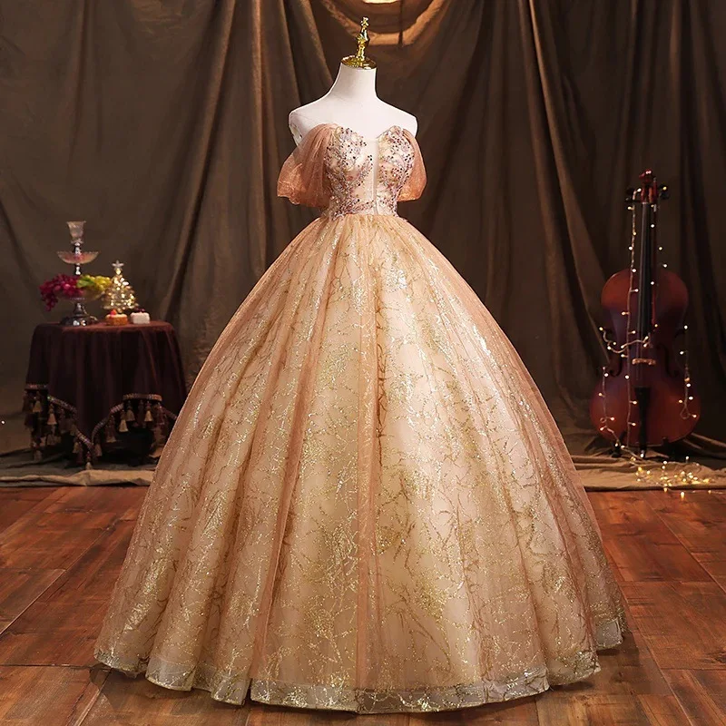 Off Shoulder Host With Dignified Demeanor Banquet Performance Light Luxury High-end Annual Party Evening Gown Customized