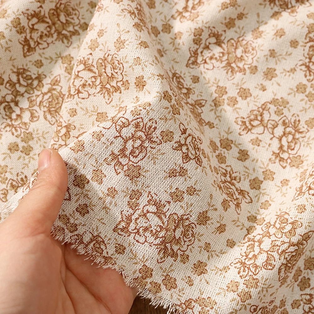 

Elegant Gentle Floral Print Fabric linen Cotton Fabric Suitable For Women's Clothing Children's Clothing Skirts Handmade DIY