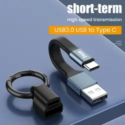울트라 쇼트 키체인 USB 데이터 케이블, 마이크로 C타입 to USB A 휴대폰 충전기 코드, 스마트폰 태블릿용, 3.1A 최대 고속 충전 케이블