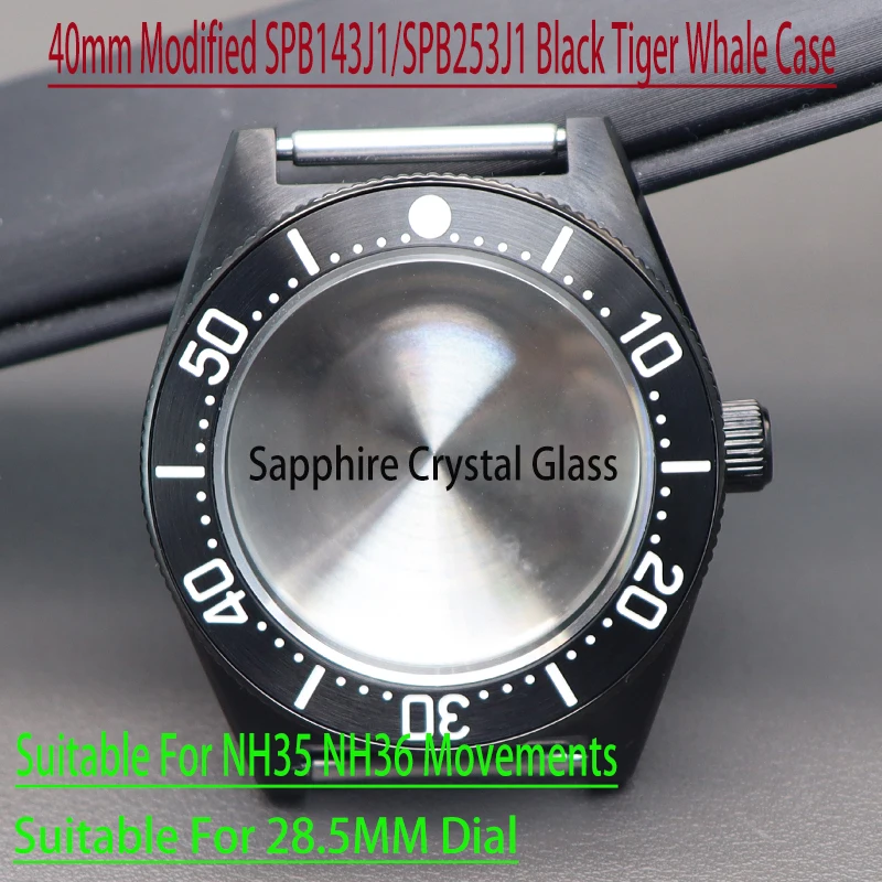 

Modified Seiko SPB143J1/SPB253J1 Black Tiger Whale 40mm Men's Watch Case Prats Fit 4R36 NH34 NH35 NH36 NH38 Movement 28.5mm Dial