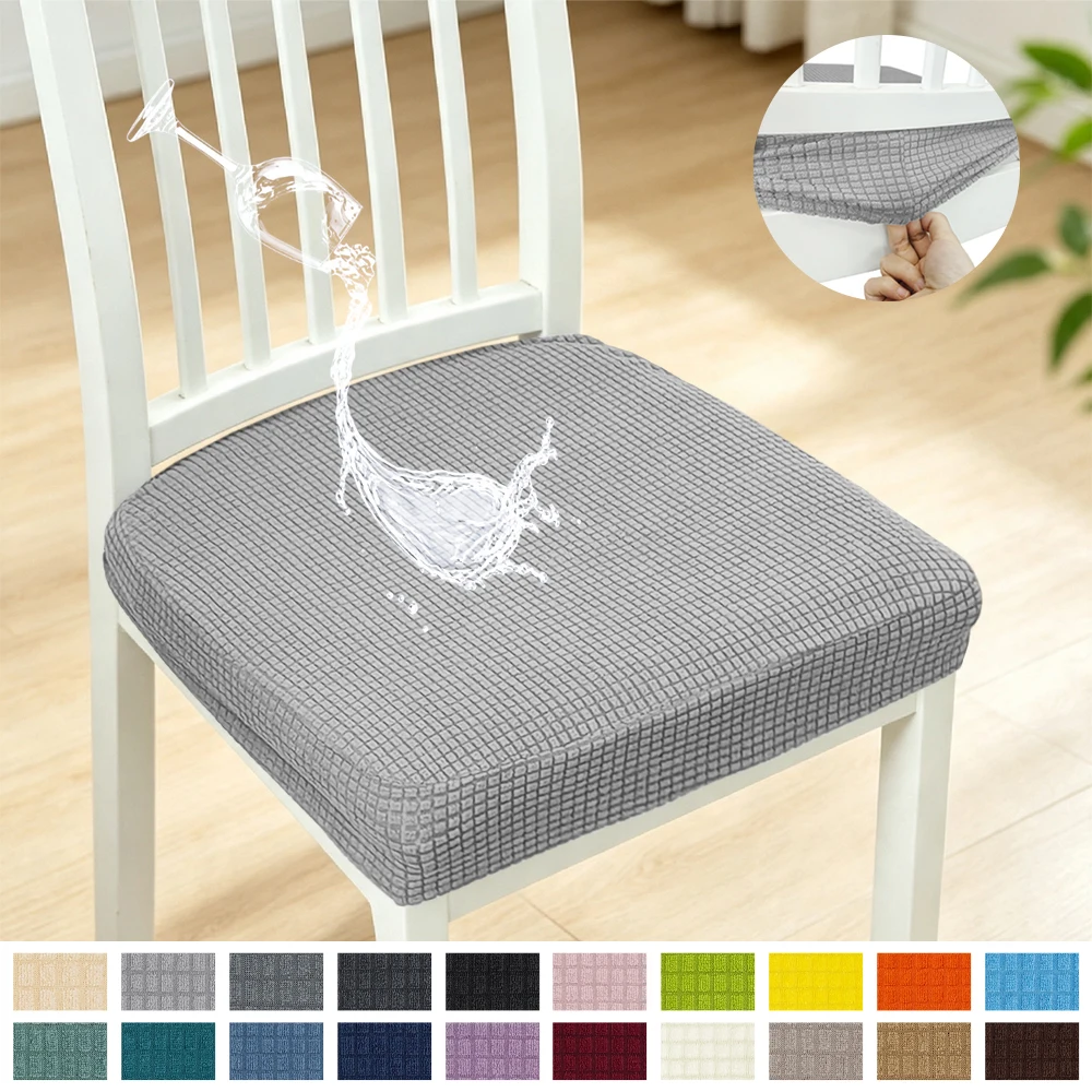 1/4/6pcs Waterproof Jacquard Chair Seat Cover Stretch Chair Seat Slipcover Anti-cat Scratch Chair Cover for Home Kitchen Hotel