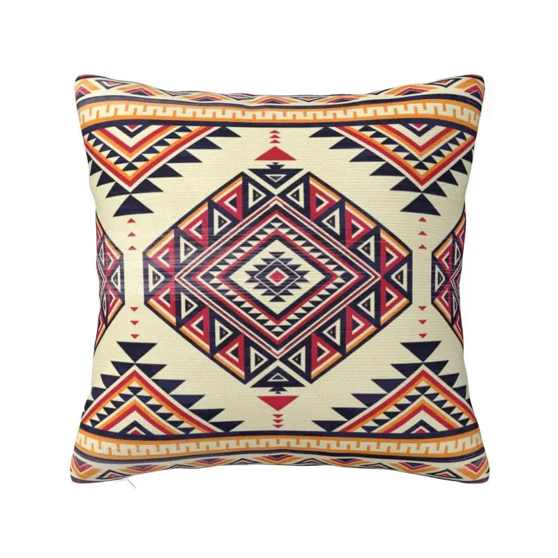 Custom Canyon Navajo Geometric Native Ethnic Cushion Cover 45x45cm Polyester Throw Pillow Case for Sofa Car Square Pillowcase