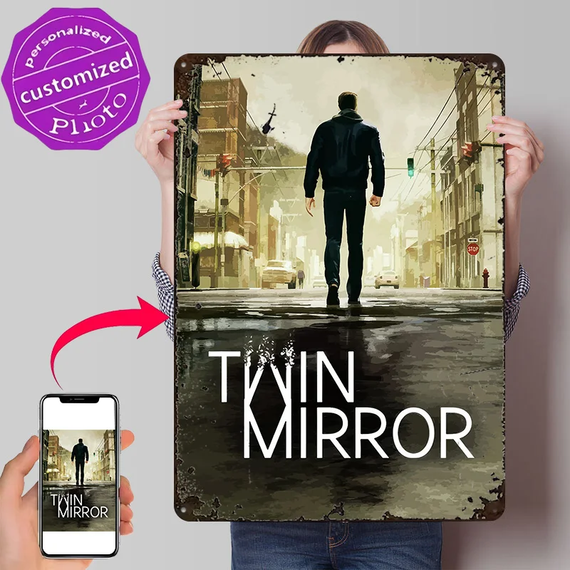 Twin Mirror Video Game 3D Printed Texture Poster Personalized Wall Art Retro Metal Tin Signs for Gamer Decoration Room Wand Deko