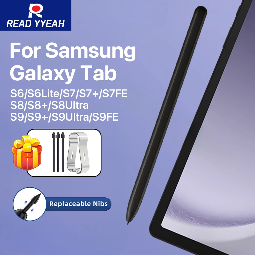 

READYYEAH Magnetic S pen is suitable for Samsung Galaxy tablets:Tab S8, S9, S9FE, S7 FE, S6 Lite,S7+, S8+.No Bluetooth required