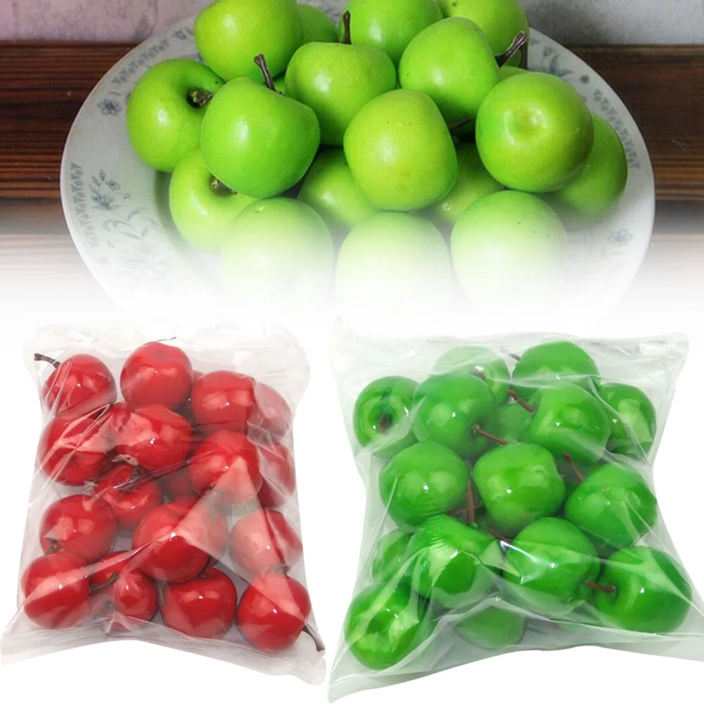 20pcs Simulation Fruits Apples Plastic Fake Red Green  Apples Photo Props Fruit Home Artificial Shop  Kitchen Model Decoration