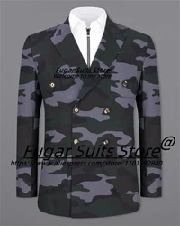 Travel Camouflage Men Suits Slim Fit Double Breasted Prom Party Tuxedos 2 Pcs Sets Tailor Made Casual Male Blazer Costume Homme