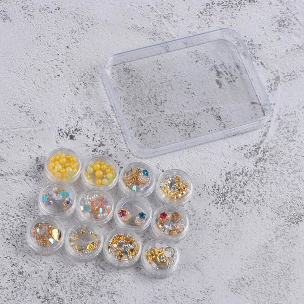 Caja de almacenamiento de uñas, 3 juegos, pequeño estuche para accesorios de manicura, contenedor, decoración, soporte artístico, joyero, transparente, duradero, a prueba de polvo
