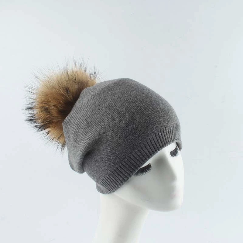 

Осенне-зимняя уличная шерстяная шапка унисекс, вязаная шапка с помпоном, теплая однотонная шапка-бини