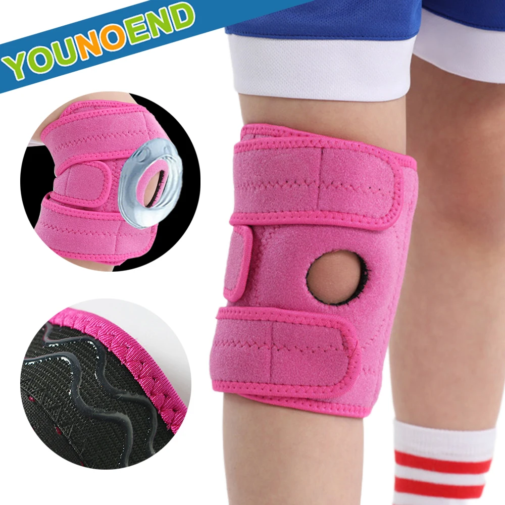 Adjustable Kids Knee Brace Open Patella Stabilizer with Silicone Support Pads for Sports Cycling Basketball Football Running