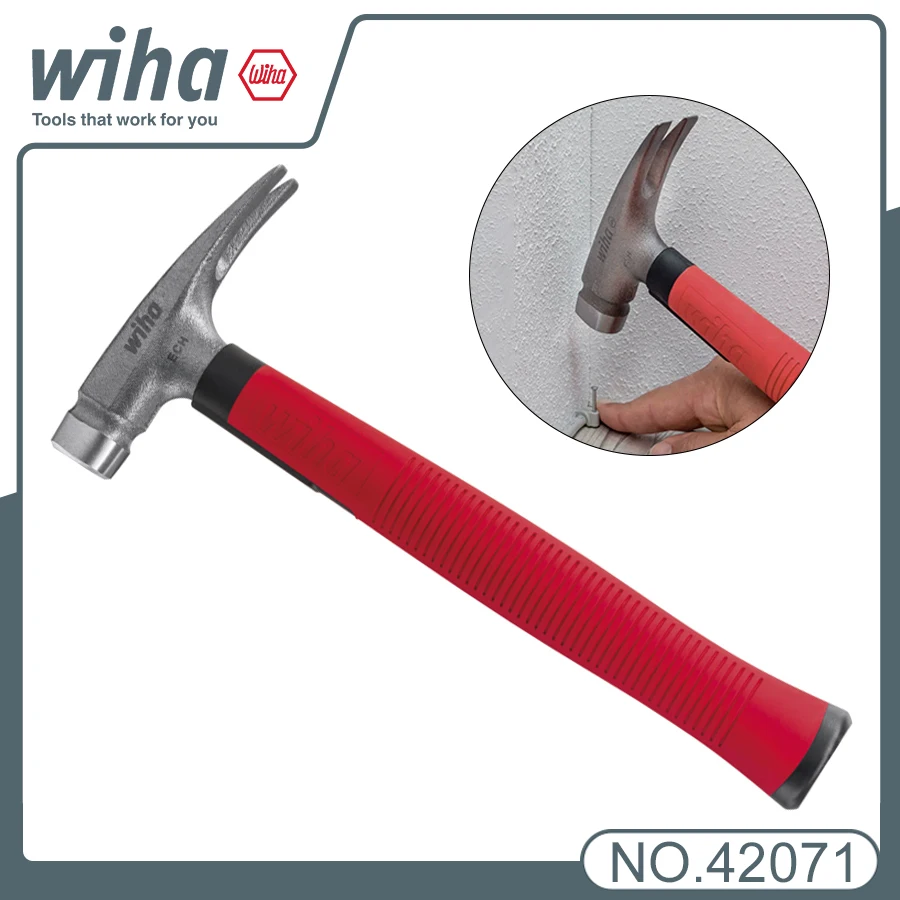 WIHA  Electrician’s Hammer Steel Claw Hammer 300 g Head No Slip Handle Insulated Handle Repair Tool Carpenter Tough Hammer 42071