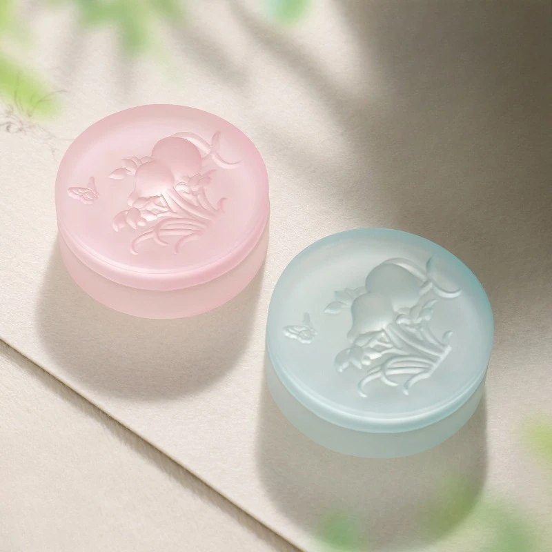

Liuli Hot Pot Inkstone with Lid Double Ring Moist Ink Dish Anti Dry Inkwell Brush Rest for Chinese Calligraphy