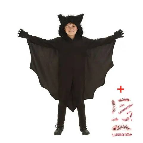 deguisement halloween enfant déguisement enfant costume halloween enfant Costume chauve-souris de Vampire unisexe pour enfants, combinaison sexy de cosplay d'halloween, ensemble cadeau de gant