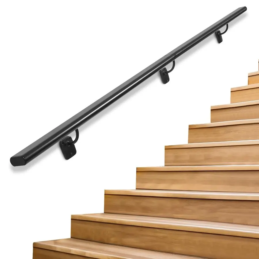 

Stair Handrail WallMounted Hand Rails for Indoor Stairs Black Pipe Stair Railing Indoor Metal Hand Rail for Indoor amp Outdoor S