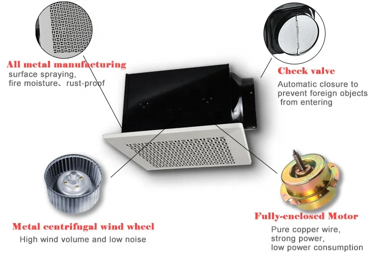 All Metal Fireproof Chillmax Go Fan Bathroom Kitchen Good Quality Powerful Exhaust Fan Suction Ceiling Exhaust Radial Fans