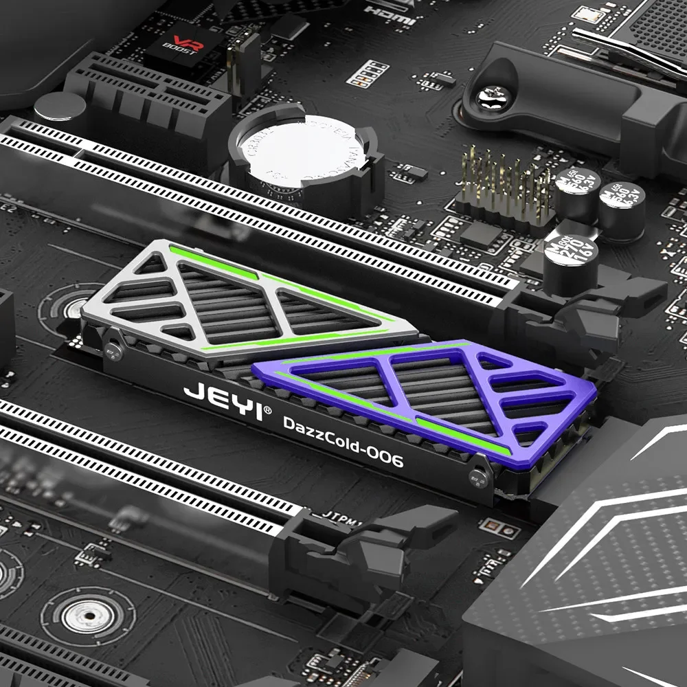 Custom JEYI M.2 2280 NVMe SSD Aluminum Heatsink, Full-Metal Passive Cooler for PS5 Desktop PC, Third-Party Storage Accessory