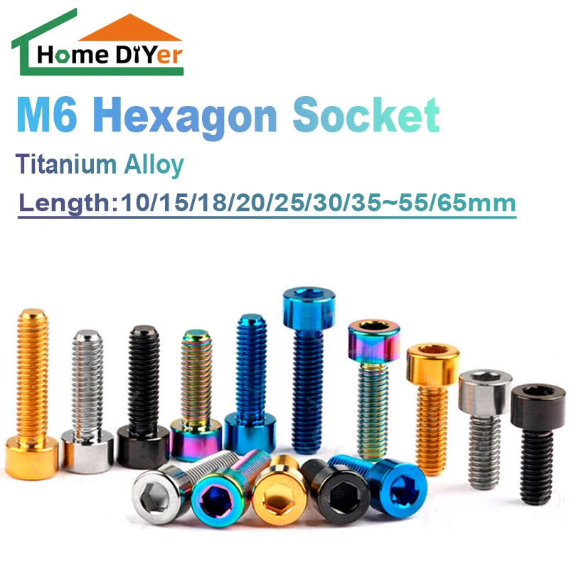 

1PCS Titanium Ti Bolts M6 x 10 15 16 18 20 25 30 35 40 45 50 55 60 65mm Screw for Bicycle Headset Brake