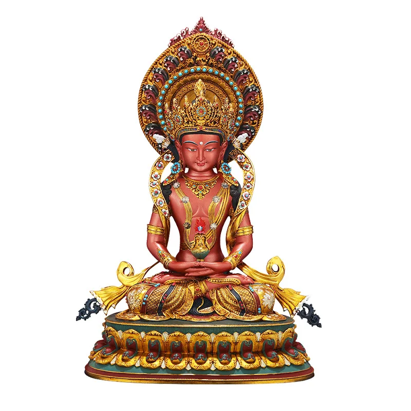 Pure copper painted longevity Buddha boutique Buddha antique bronze statue master ornament Tibetan style