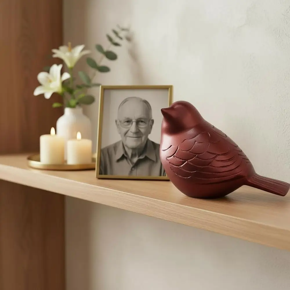 جرة الطيور الحمراء المدمجة لرماد الحرق، جرة تذكارية أنيقة للحيوانات الأليفة المحبوبة أو أحبها #5