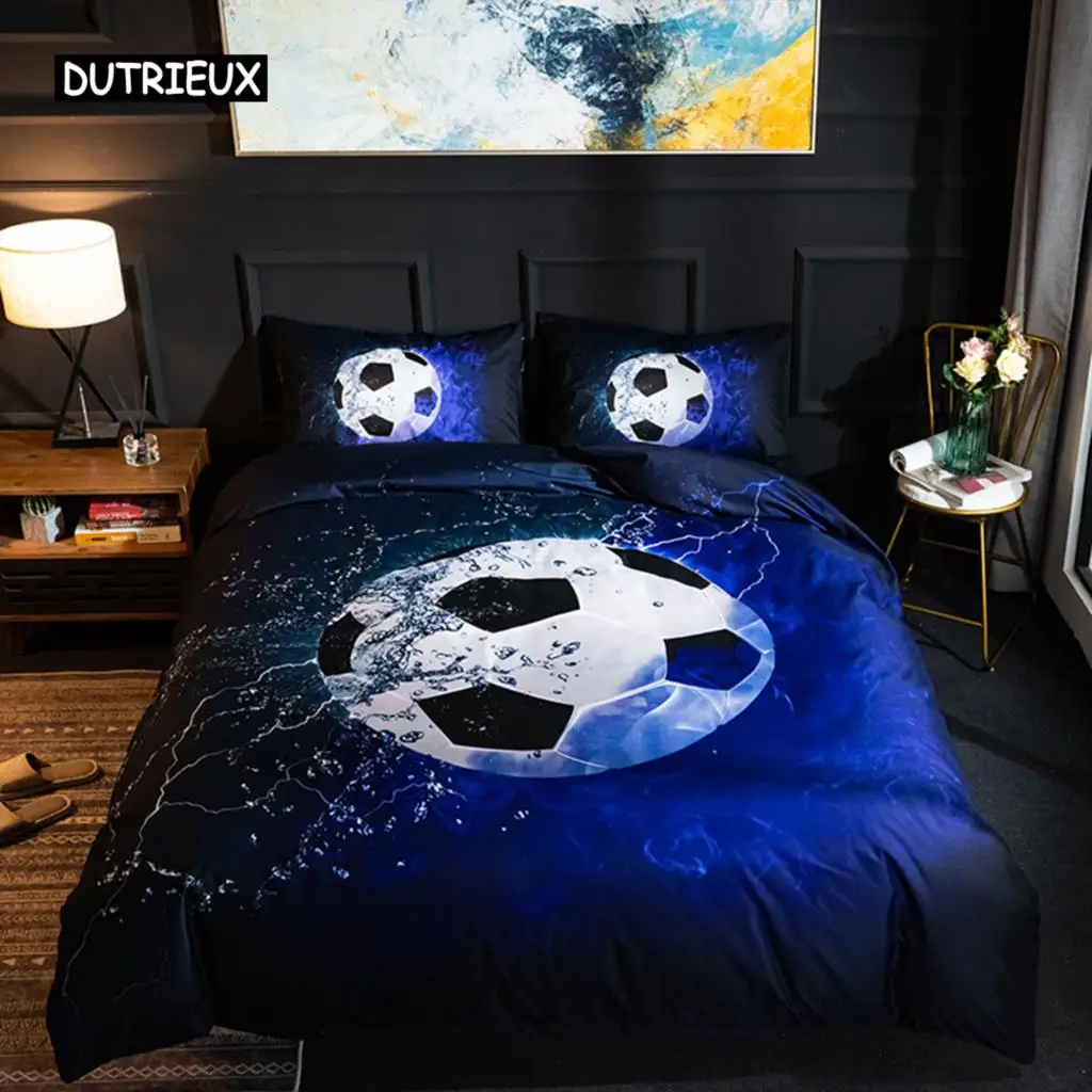 

Ball Printing Quilt Cover King Size Football Basketball Sports Bedding Set Double Single Home Textile