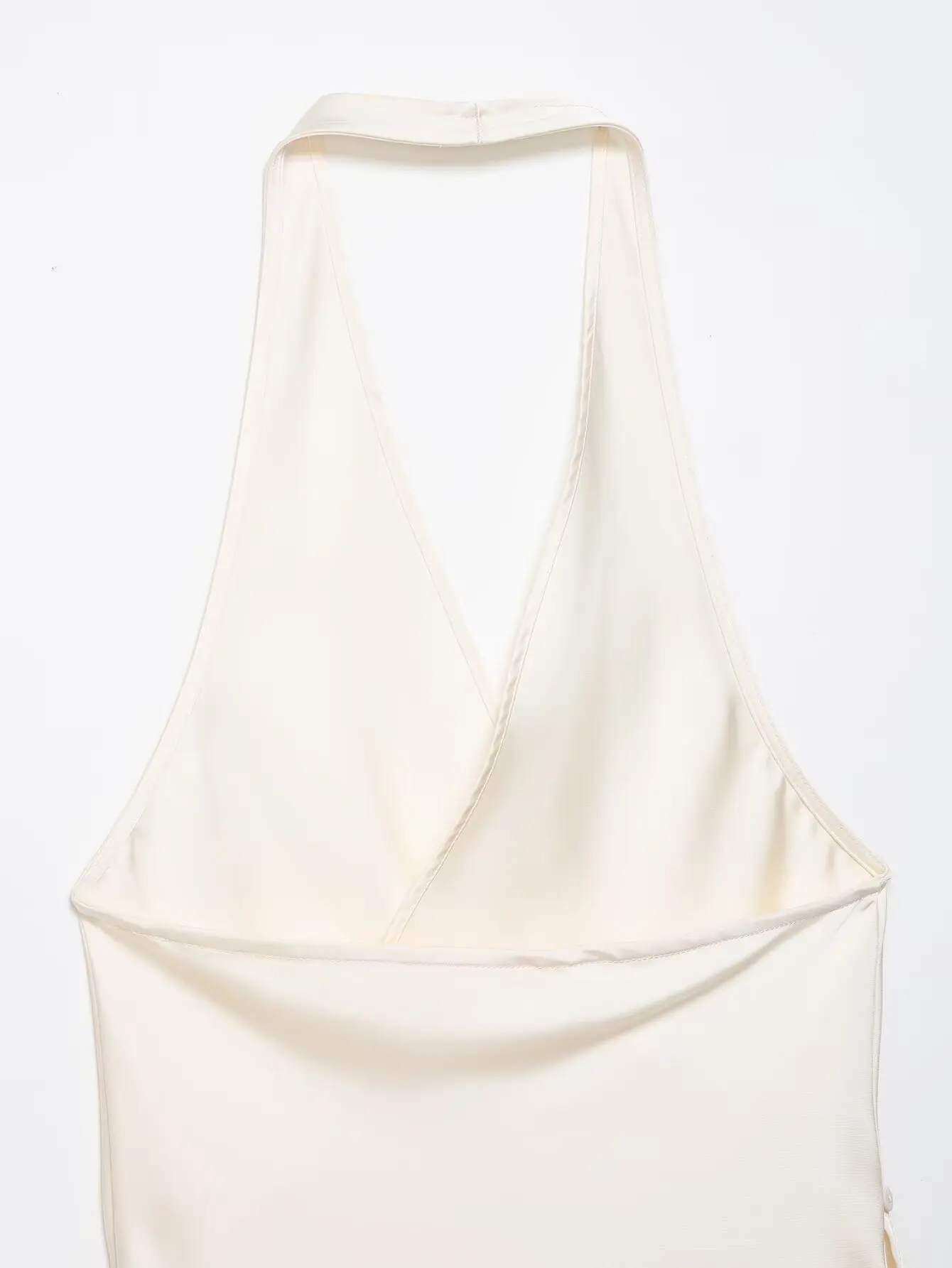 HH Damen Sommer Satin Neckholder-Top Damen Wickel-Bluse mit V-Ausschnitt und Rückenbindung Asymmetrische Bluse Niedliche Alltags- Urlaubs- und Geschäftskleidung – Detail 28