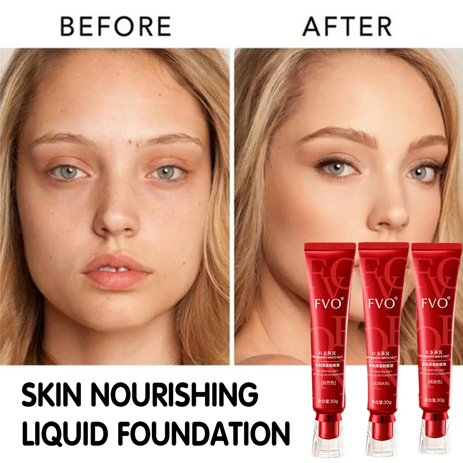 Red Upgrade FV Foundation Precious Luxury Herbal Extracts Concealer Oil-control Waterproof Hydrating Makeup Base Cream 30g