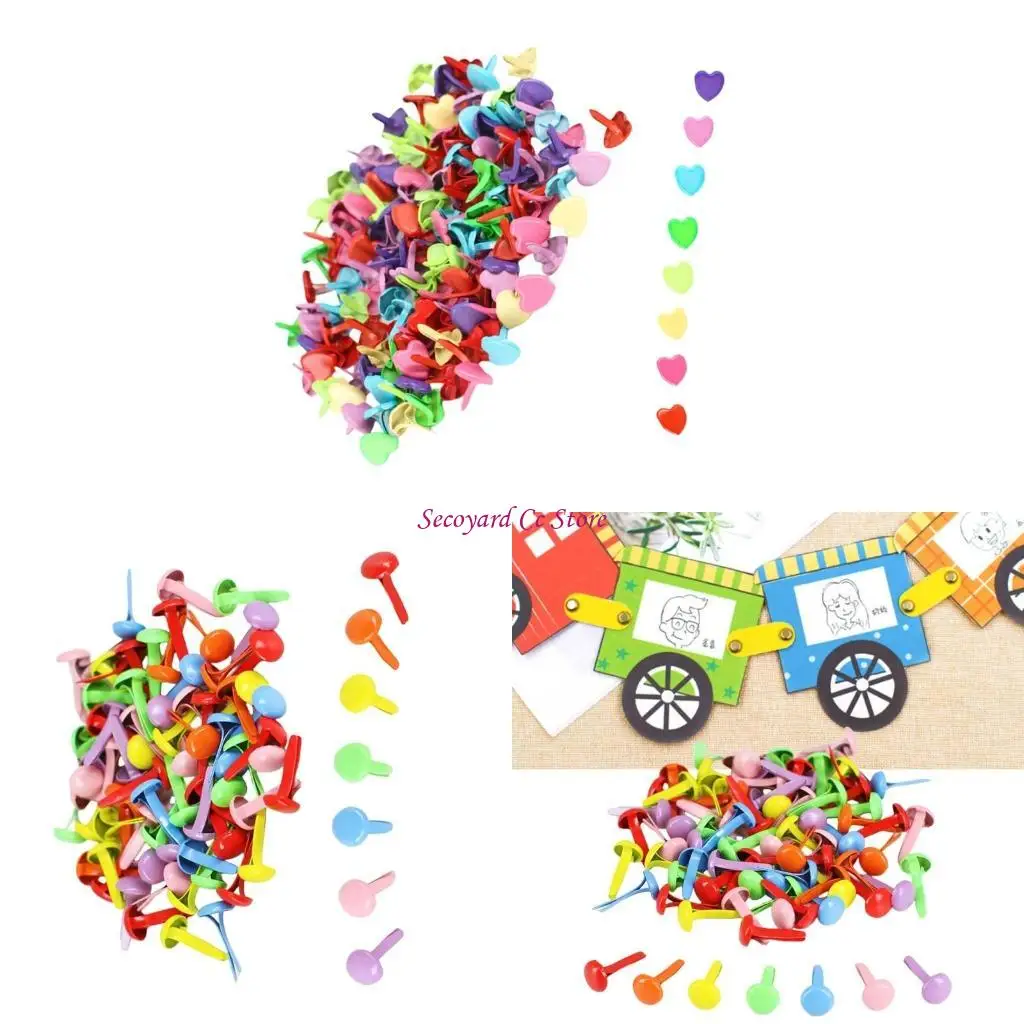 

N3UC 100Pcs Colored Split Pin Metal Paper Fastener Scrapbooking Brads for Paper Craft