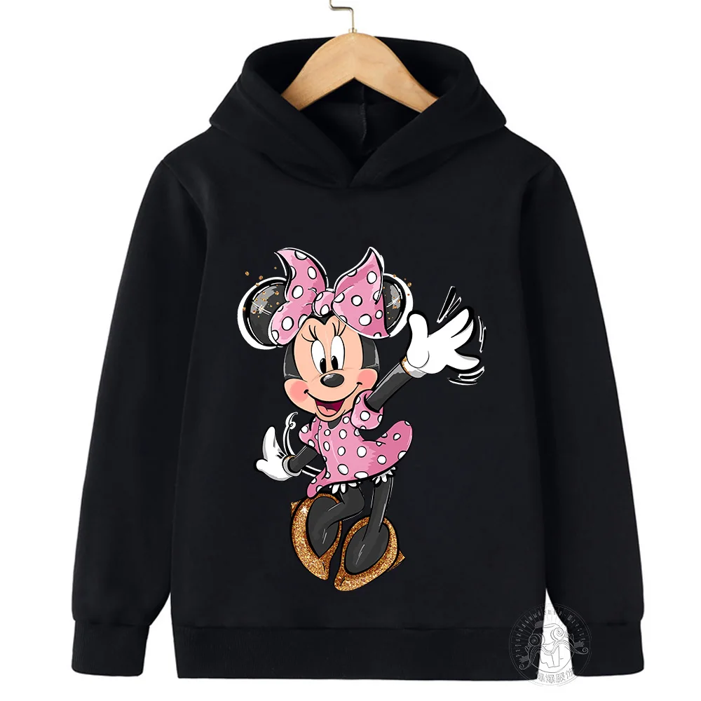 2025 Disney Minnie Harajuku Print Boys Girls Hoodies Spring and Autumn Street Fashion Large Size Sweatshirts Outdoor Sports Pull