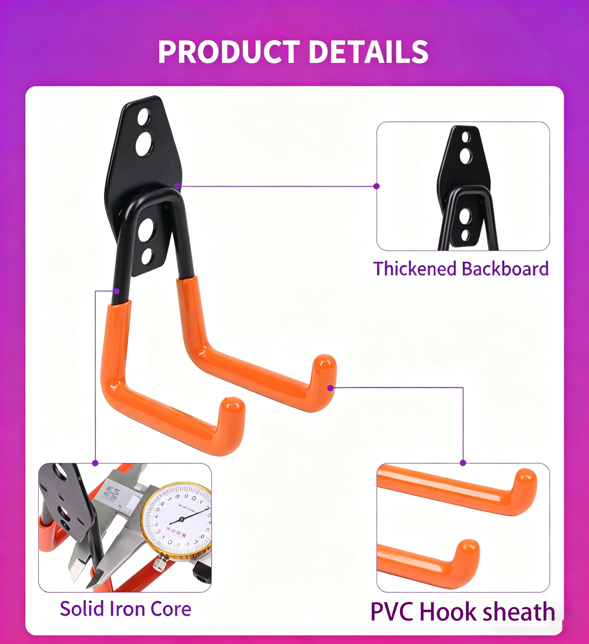 

Multi-Purpose Garage Wall Hooks Heavy Duty Steel Hangers for Bikes Ladders Garden Tools Equipment Ideal for Garage & Workshop