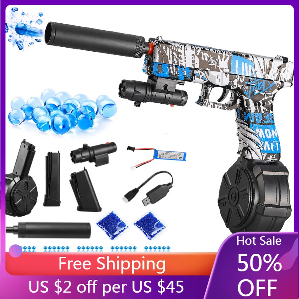 

Electric Splatter Ball Water Toy Gun Outdoor Fun Activities Games WIth 5000pcs Water Beads For Kids Xmas Gifts